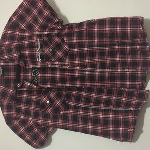 Ladies button down plaid Harley Davidson shirt